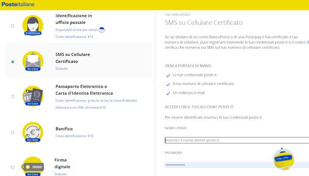 SPID con SMS Certificato