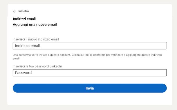 Cambiare indirizzo email LinkedIn Web
