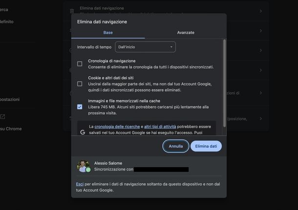 Svuotare cache Chrome macOS