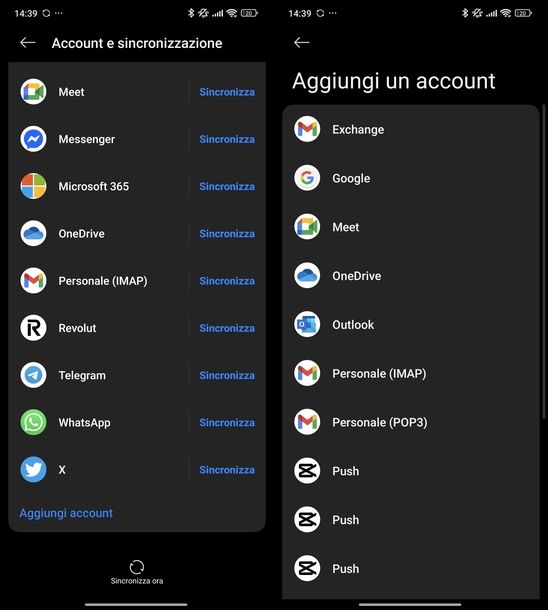 Aggiungere account Gmail impostazioni Xiaomi