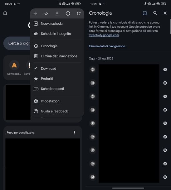 Vedere cronologia navigazione Google Chrome Android