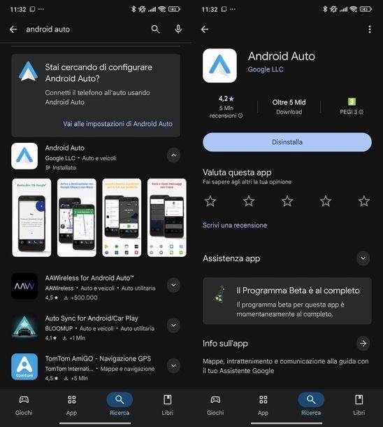 Aggiornare app Android Auto