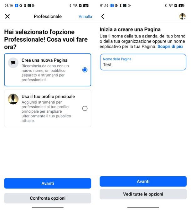 Creazione pagina Facebook