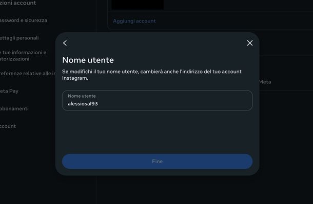 Cambiare nome Instagram Web