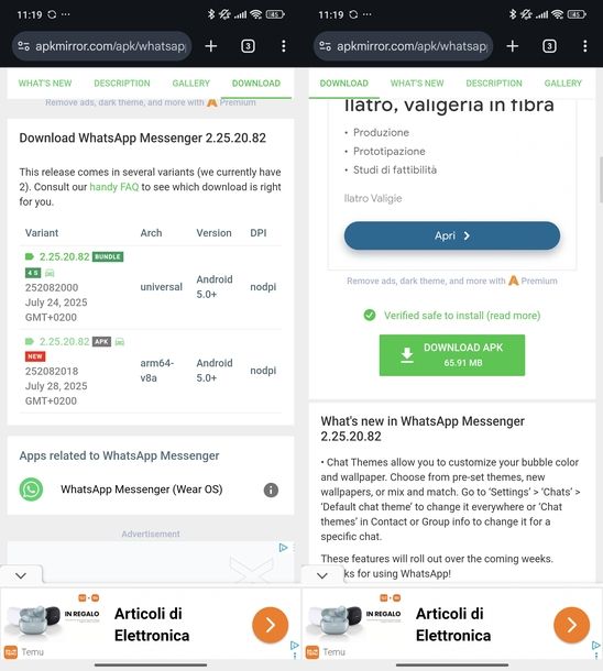 Aggiornare app Android APKMirror