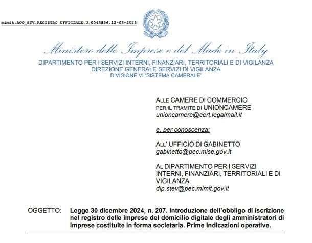 Obbligo comunicazione PEC amministratore