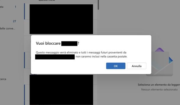 Bloccare email da indirizzo Microsoft Outlook new Windows