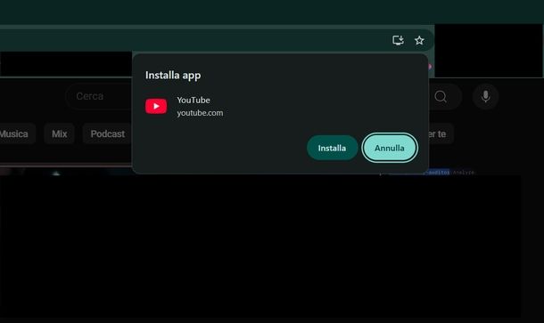 Creare PWA YouTube Google Chrome