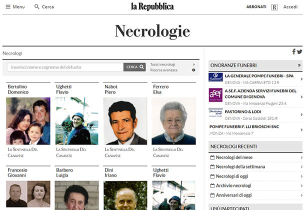 La Repubblica Necrologie