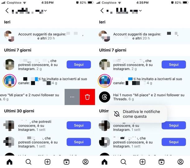 eliminare presenza Threads da Instagram