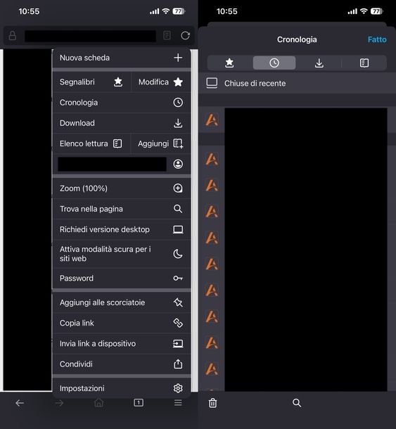 Vedere cronologia navigazione Mozilla Firefox iOS