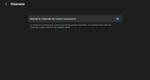 Silenziare chiamate numeri sconosciuti WhatsApp macOS