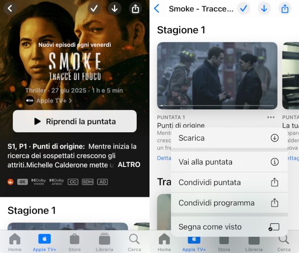 schermate app TV iPhone