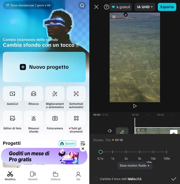 Come fare lo slow motion con CapCut