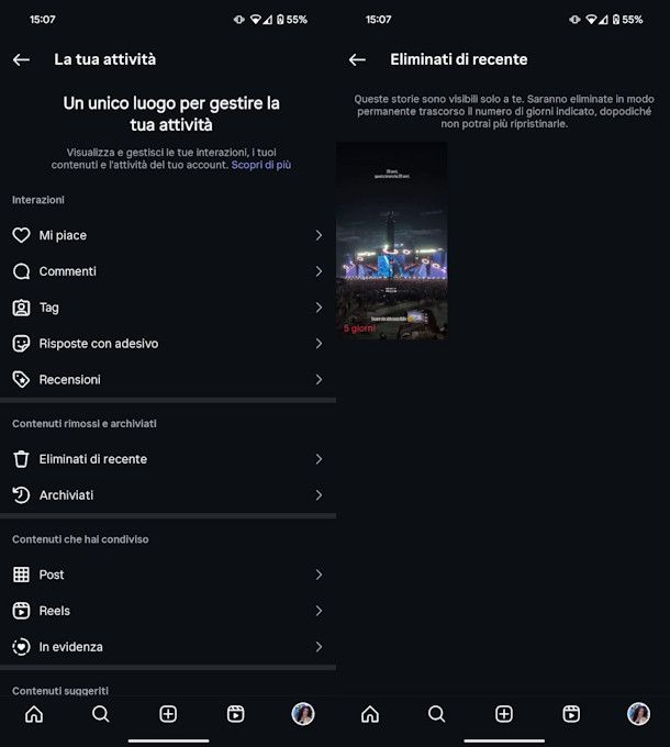 Eliminati di recente Instagram
