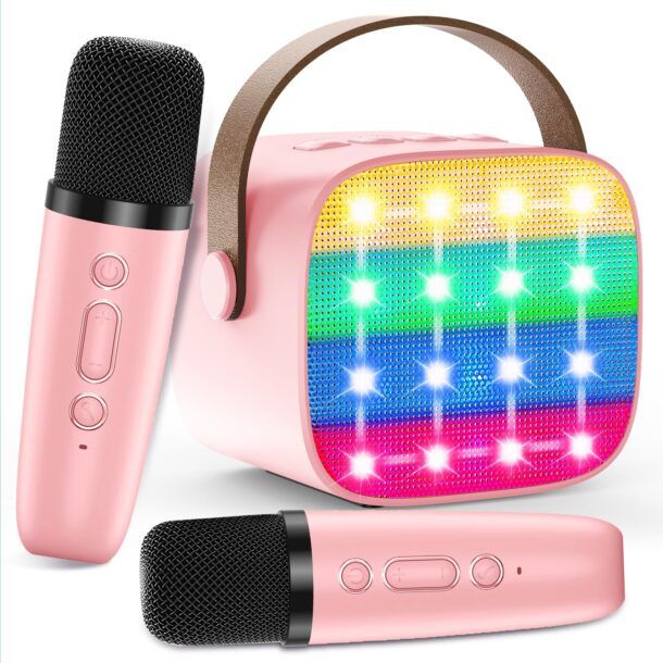 Mini Macchina Karaoke Portatile Con 2 Microfoni Wireless - Batteria 1800mAh, Bluetooth, Per Bambini E Adulti - 4