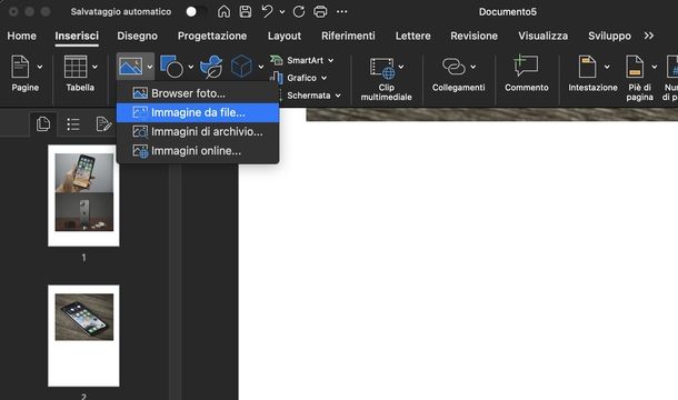 Trasformare foto in PDF gratis Microsoft Word macOS