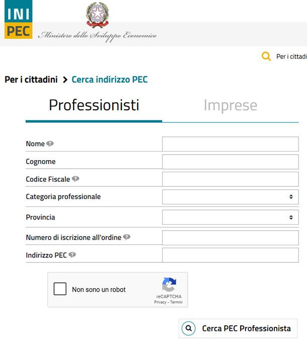 INI-PEC professionista