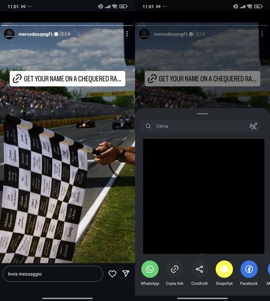 Condividere storia Instagram altrui Android