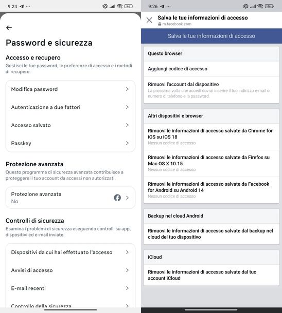 Rimuovere accessi Facebook