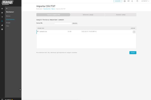 Importare i contatti