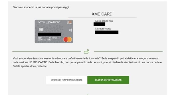 Bloccare carta Intesa Sanpaolo Web