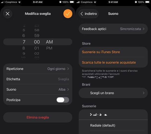 vibrazione sveglia iPhone