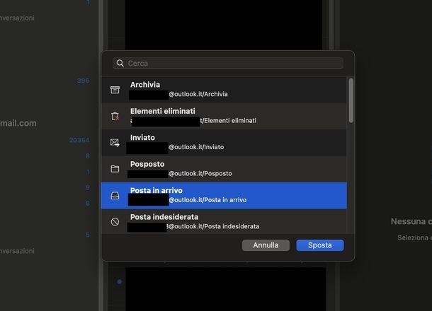 Recuperare mail archiviate Outlook macOS