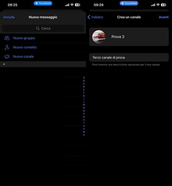 Creare canale Telegram iOS