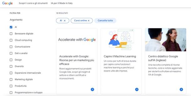 Corsi AI Google