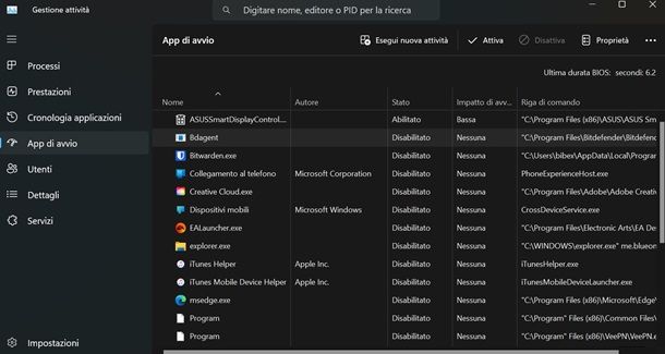 app avvio PC