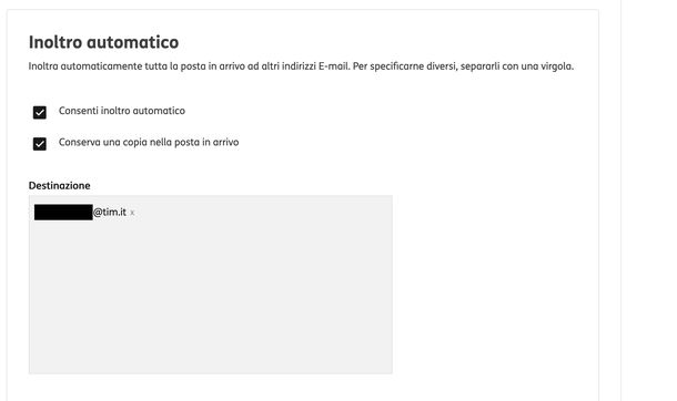 Attivare inoltro automatico email TIM Mail