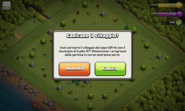 Clash of Clans — recupero villaggio collegato a Google Play Giochi
