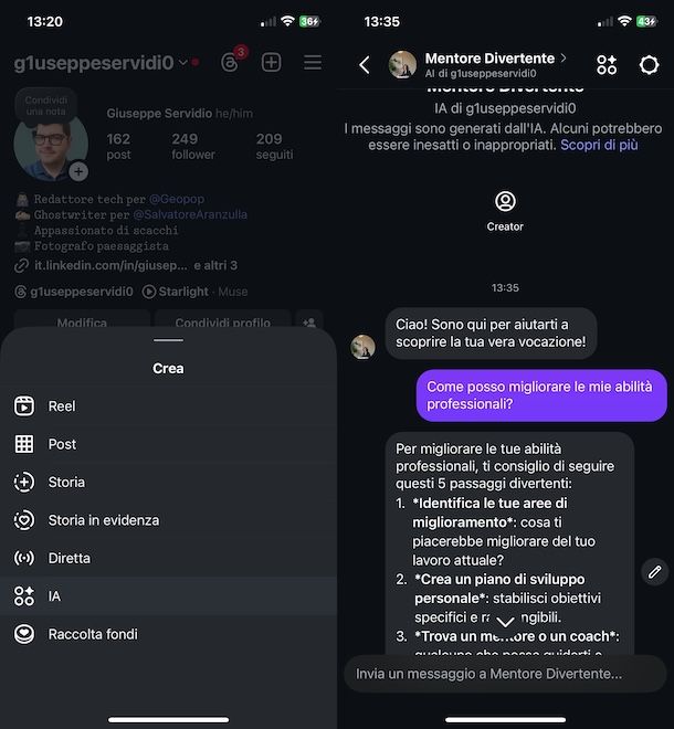 Creare chatbot AI Instagram