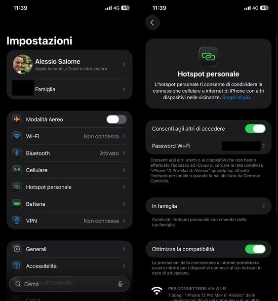 Fare hotspot iPhone