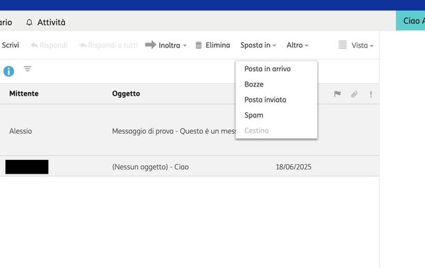 Recuperare email cancellate Alice Mail Web