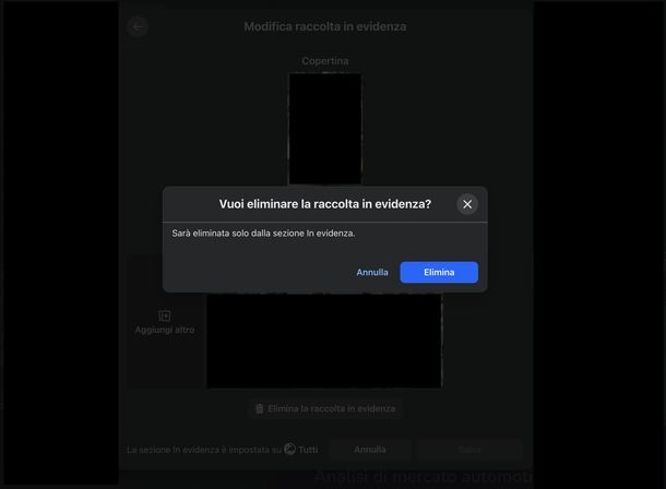 Nascondere foto in evidenza Facebook Web