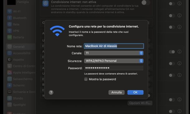 Fare hotspot macOS