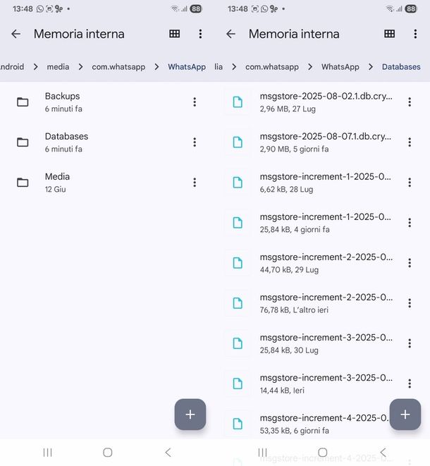 backup locale WhatsApp