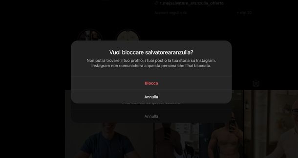 Bloccare utente Instagram Web