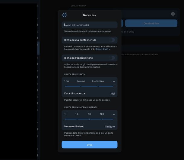 Creare canale Telegram macOS