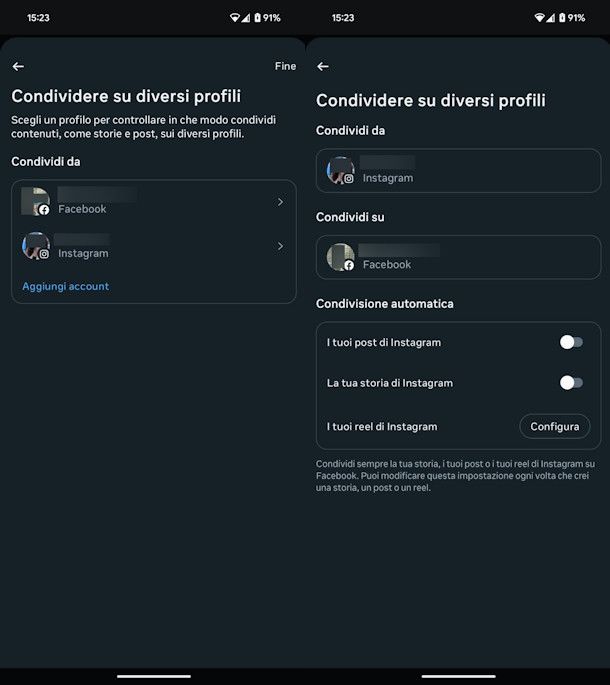 Condividere su altri social da Instagram
