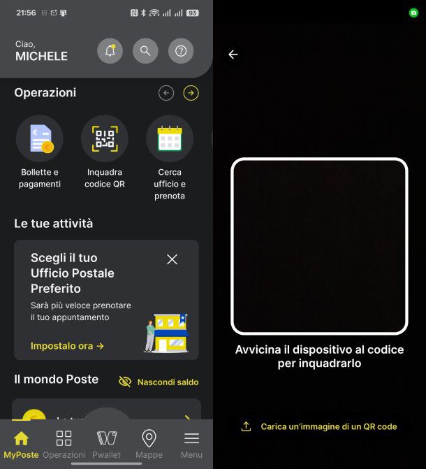 QR su App Poste Italiane