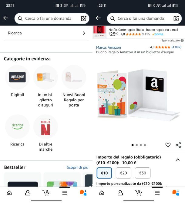 Buoni Amazon da app