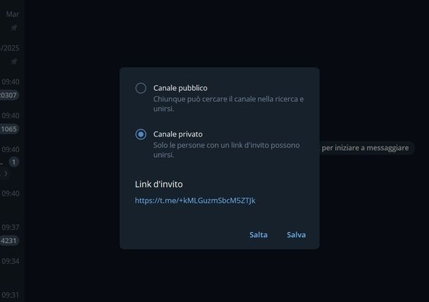 Creare canale Telegram Windows