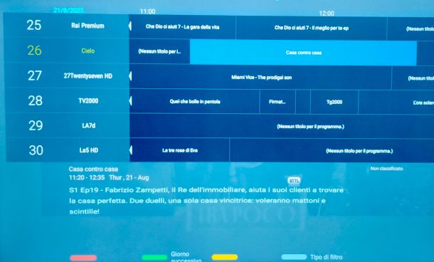 schermata EPG con Cielo TV su Smart TV