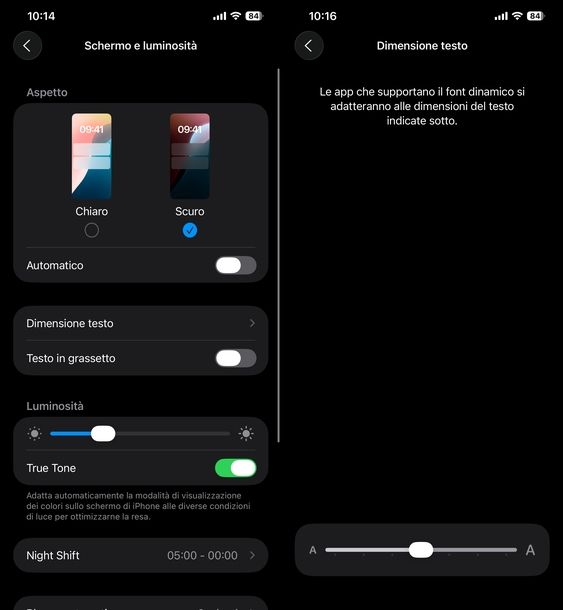 Dimensione testo iPhone