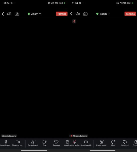 Disattivare microfono Zoom Android