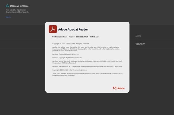 Aggiornare Adobe Acrobat macOS