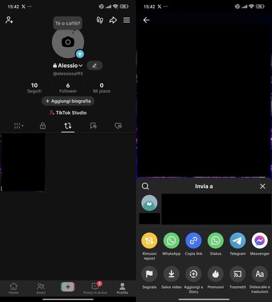 Eliminare repost TikTok Android